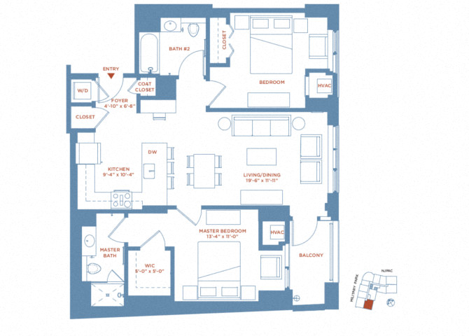 detailed floor plan of Apartment 1512
